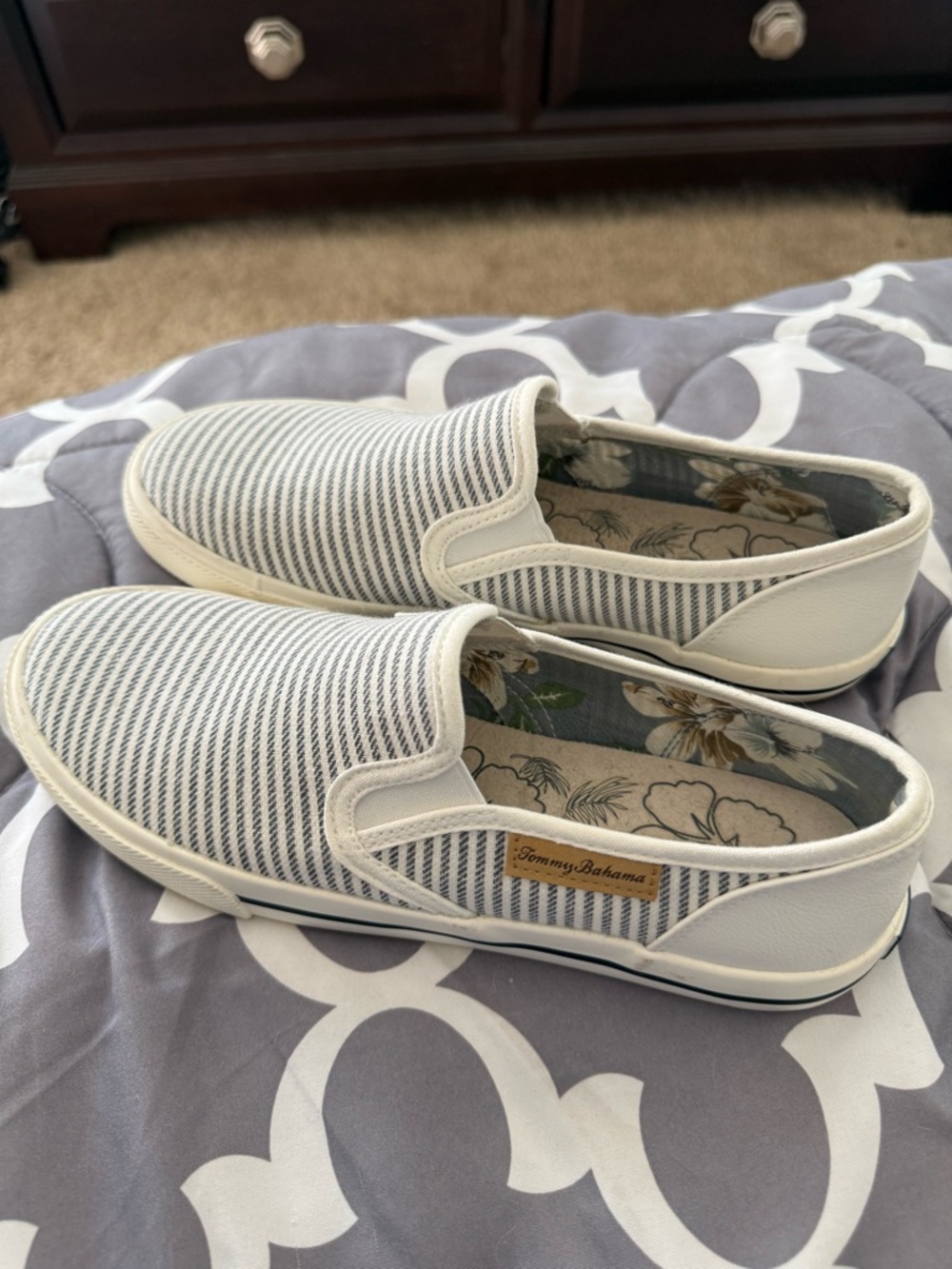 Women’s Tommy Bahama Slip-On Sneakers - Blue and Off White - Size 7.5